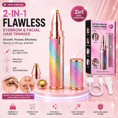 2-in-1 Flawless Eyebrow Rechargeable Trimmer | USB Rechargeable Flawless Eyebrow & Facial Hair Trimmer