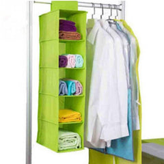 5 Shelf Clothes Hanging Organizers | Pant Organizer | Wardrobe Section Storage Closet Organizer