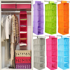 5 Shelf Clothes Hanging Organizers | Pant Organizer | Wardrobe Section Storage Closet Organizer