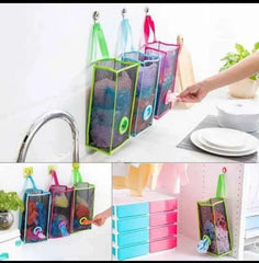 Plastic Shopping Bag Storage Basket | Kitchen Accessories Reusable Grocery Potatoes | Garbage Bag Holder | Multi-Purpose Wall Organizer