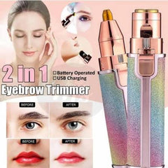 2-in-1 Flawless Eyebrow Rechargeable Trimmer | USB Rechargeable Flawless Eyebrow & Facial Hair Trimmer