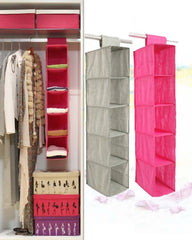 5 Shelf Clothes Hanging Organizers | Pant Organizer | Wardrobe Section Storage Closet Organizer
